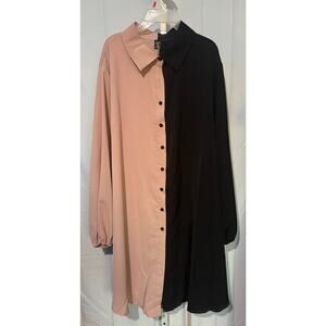 Size 2XL Color Block Shirt Dress
